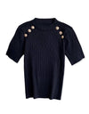 Gold Buttoned Knit Top - BEYAZURA.COM