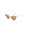 Gold Rhinestoned Metal Cateye Sunglasses - BEYAZURA.COM