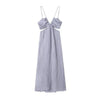 Gray Pleated Cutout Dress - BEYAZURA.COM