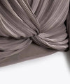 Gray Pleated Knotted Long Sleeve Top - BEYAZURA.COM