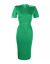 Green Knitted Bodycon Dress - BEYAZURA.COM