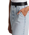 High Middle Slit Denim Long Skirt - BEYAZURA.COM