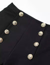 High Waisted Gold Button Pants - BEYAZURA.COM