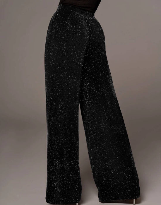 High Waisted Loose Sequined Long Pants - BEYAZURA.COM
