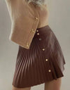 High Waisted PU Leather Mini Skirt - BEYAZURA.COM