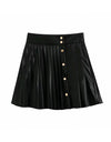 High Waisted PU Leather Mini Skirt - BEYAZURA.COM