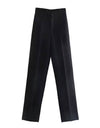 High Waisted Straight Cut Pants - BEYAZURA.COM