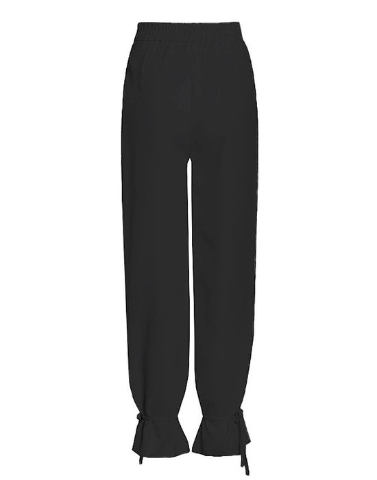 High Waisted Wide Laced Ankle Pants - BEYAZURA.COM