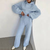 Hoodie Long Sleeve Top And Trouser Two Piece Knit Set - BEYAZURA.COM