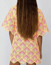 Knitted Geometric Pattern Short Dress - BEYAZURA.COM