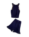 Knitted Gold Buttoned Top and Shorts - BEYAZURA.COM