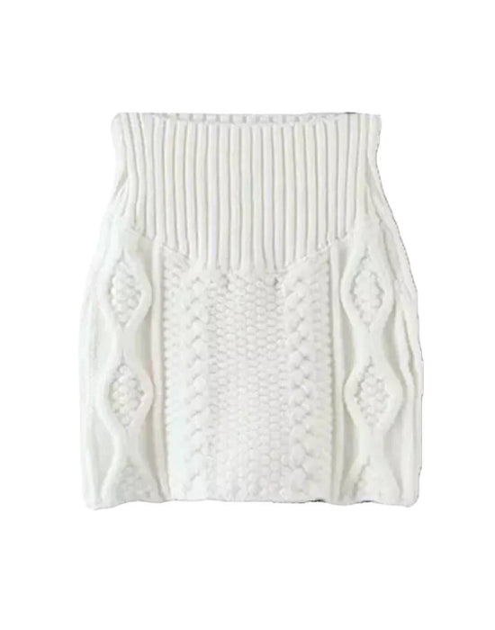 Knitted High Waisted Mini Skirt - BEYAZURA.COM