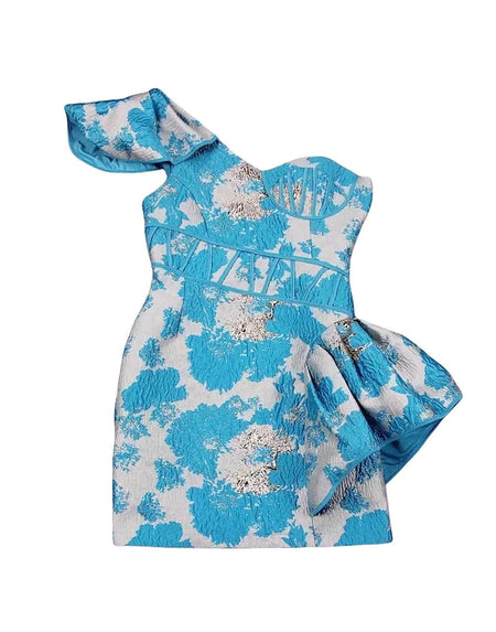 Knitted Jacquard Bandage Short Dress - BEYAZURA.COM