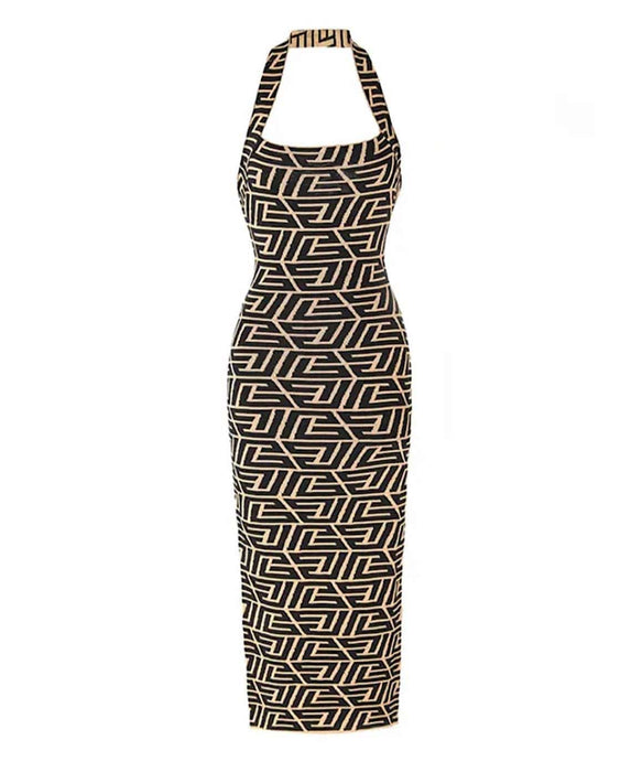 Knitted Pattern Midi Halter Dress Beyazura.com Knitted Pattern Midi Halter Dress Beyazura.com