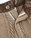 Knitted PU Leather Waisted Pants - BEYAZURA.COM