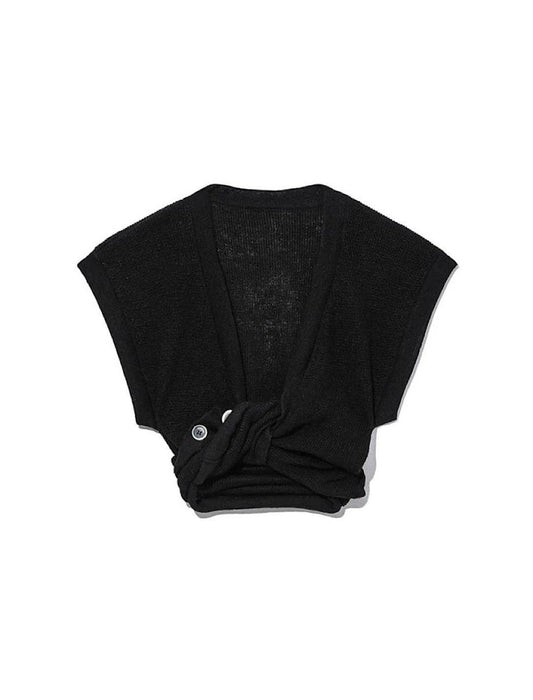 Knotted Deep Cleavage Front Knit Top - BEYAZURA.COM