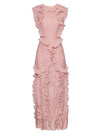 Lace Ruffle Embroidered Long Dress - BEYAZURA.COM