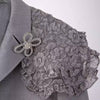 Lace Shoulder Detailed Short Blazer in Gray - BEYAZURA.COM