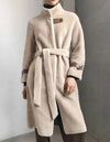 Lamb Wool Genuine Sheep Shearing Fur Belted Teddy Coat - BEYAZURA.COM