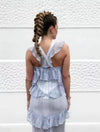 Layered Ruffle Lace Button Down Midi Dress - BEYAZURA.COM