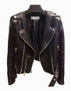 Leather Golden Trim Stitch Detail Jacket - BEYAZURA.COM