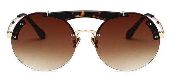 Leopard Frame Round Sunglasses - BEYAZURA.COM
