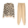 Leopard Knit Pullover And Trousers Two Piece Set - BEYAZURA.COM