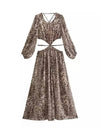 Leopard Print Cutout Dress - BEYAZURA.COM