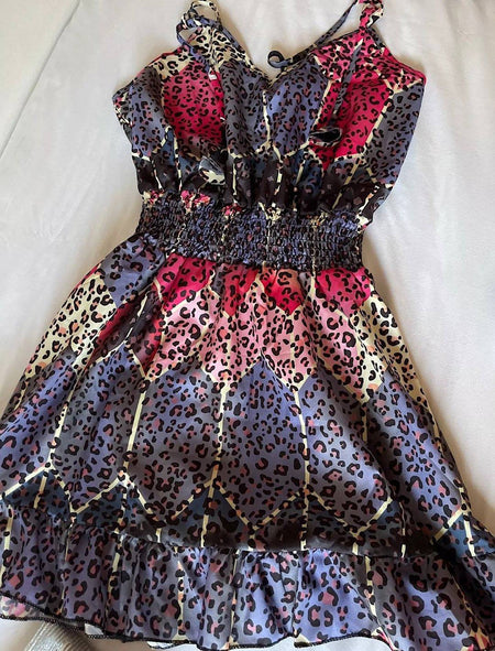 Leopard Print Multi Color Summer Dress - BEYAZURA.COM