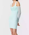 Light Blue Knitted Gloved Dress - BEYAZURA.COM