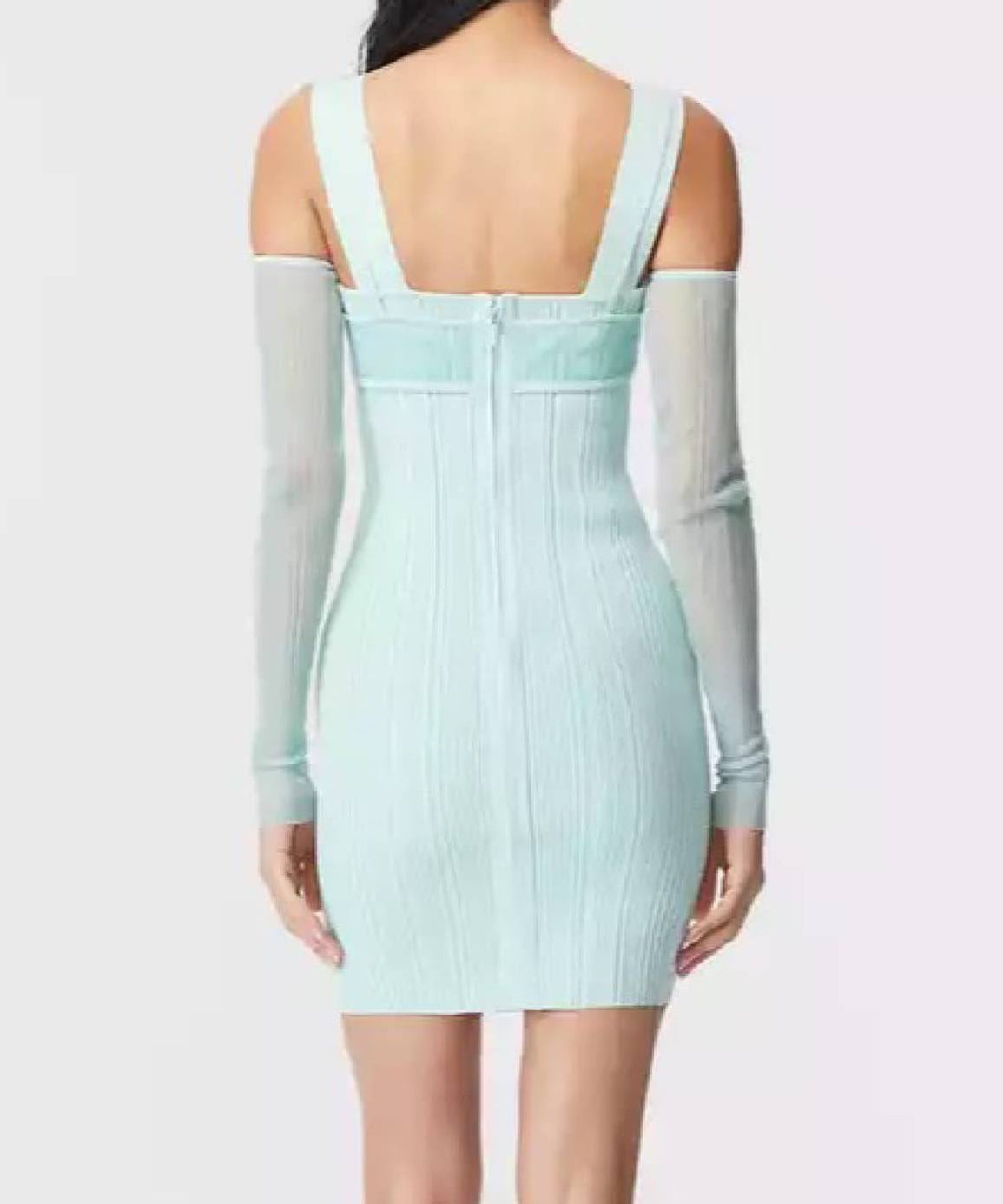 Light Blue Knitted Gloved Dress– Beyazura.com