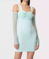 Light Blue Knitted Gloved Dress - BEYAZURA.COM