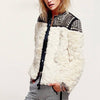 Light Faux Fur Studded Jacket - BEYAZURA.COM