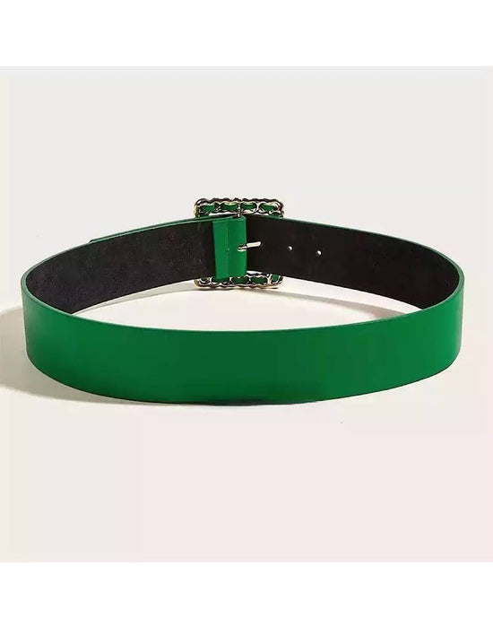Light Green Chain Buckle PU Leather Belt - BEYAZURA.COM