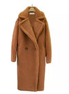 Long Loose Fit Shearling Fur Teddy Coat - BEYAZURA.COM