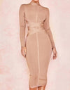 Long Sleeve Slim Bandage Dress - BEYAZURA.COM