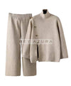 Long Turtleneck Top And Cropped Pants Set In Gray - BEYAZURA.COM