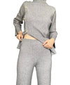 Long Turtleneck Top And Cropped Pants Set In Gray - BEYAZURA.COM