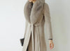 Long Wool Cashmere Coat With Removable Fox Fur Trims - BEYAZURA.COM