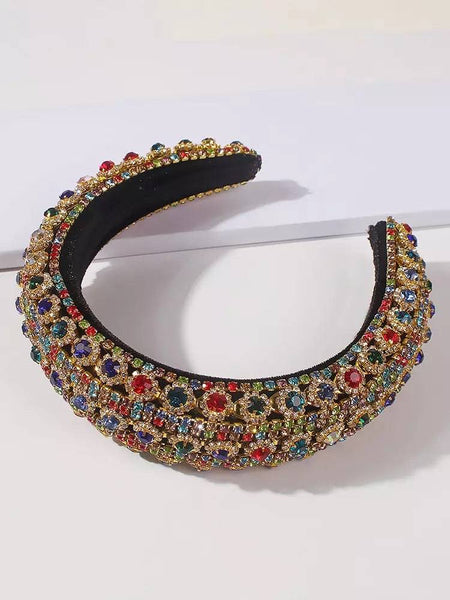 Lux Crystal Padded Hairband in Multi Color - BEYAZURA.COM