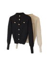 Lux Ribbed Knit Pearl Buttoned Cardigan - BEYAZURA.COM