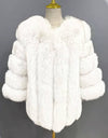 Lux Vertical Striped Fox Fur Coat - BEYAZURA.COM
