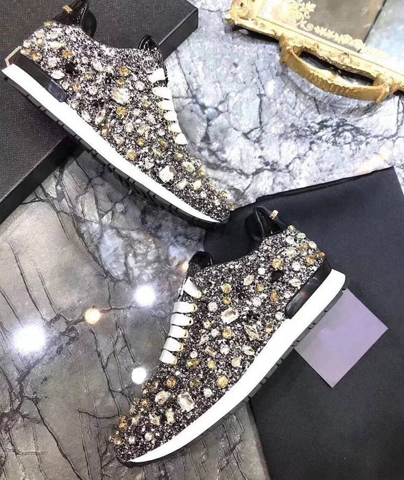 Luxury Glam Crystallized Sparkly Sneakers - BEYAZURA.COM