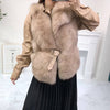 Luxury Soft Fox Fur Gilet With Leather Belt - BEYAZURA.COM