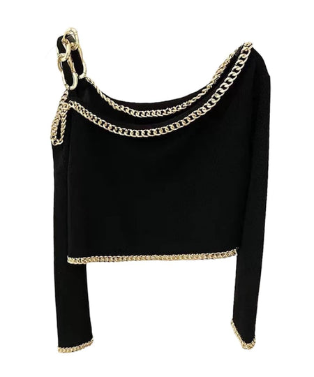 Metal Chain Knit Sweater - BEYAZURA.COM