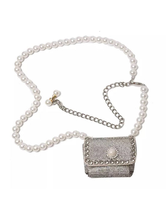 Micro Crystallized Bag With Pearl Straps - BEYAZURA.COM