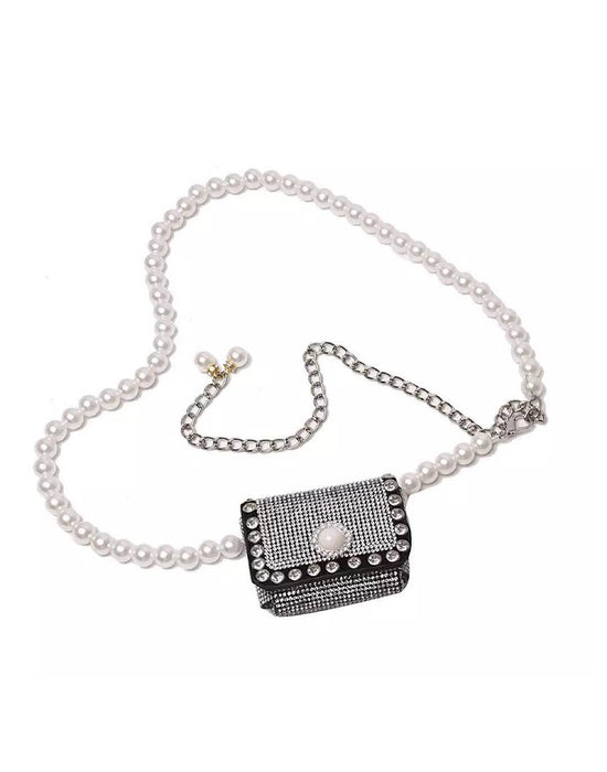 Micro Crystallized Bag With Pearl Straps - BEYAZURA.COM