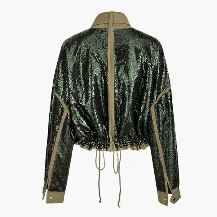 Military Chic Sequined Jacket - BEYAZURA.COM