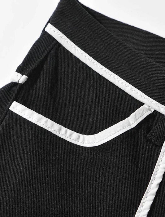 Mini Denim Shorts With White Edges - BEYAZURA.COM