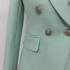Mint Green Silver Buttoned Double Breasted Blazer - BEYAZURA.COM